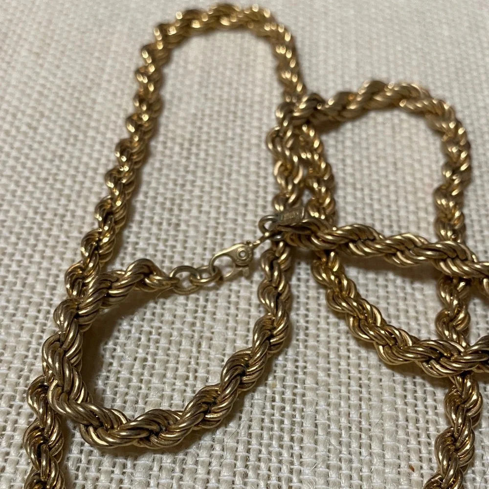 Vintage Monet 24” 5mm Gold Rope Chain Necklace